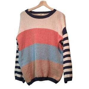 Entro Soft Chenille Striped MultiColor Sweater Size Medium